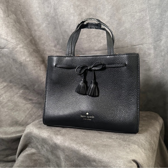 Kate Spade Pebbled Leather Hayes Street Isobel Satchel Black Small Bag - Picture 7 of 15